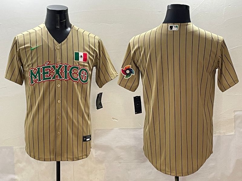 Men Mexico Blank Brown Stripe Joint Name 2025 Nike MLB Jersey style 3->washington nationals->MLB Jersey